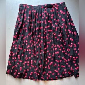 J. Crew Black Skirt with Red Cherry Print